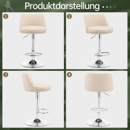 Barhocker Set 2er – Höhenverstellbar, Beigeweiß
