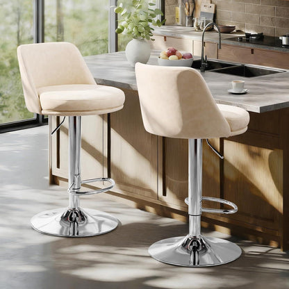 Barhocker Set 2er – Höhenverstellbar, Beigeweiß