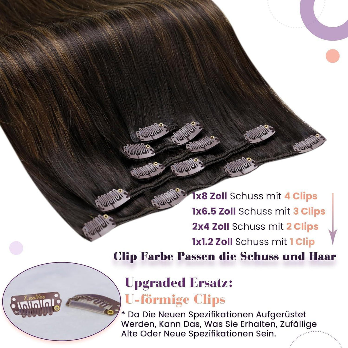 Echthaar Clip-In Haarverlängerung Braun Ombre 40cm