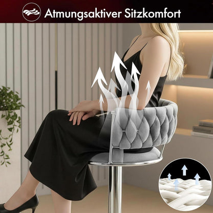 LEADZM Barhocker 2er Set, Höhenverstellbar, Samtsitz Dunkelgrau