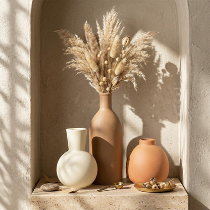 Keramik Vasen Set 3-teilig | Beige & Braun | Boho Skandi Deko