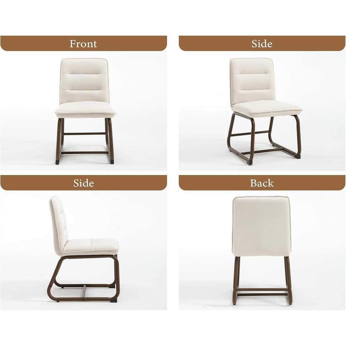 Modernes Esszimmerstuhls Set (4x) – Beige Leinen & Metallbeine
