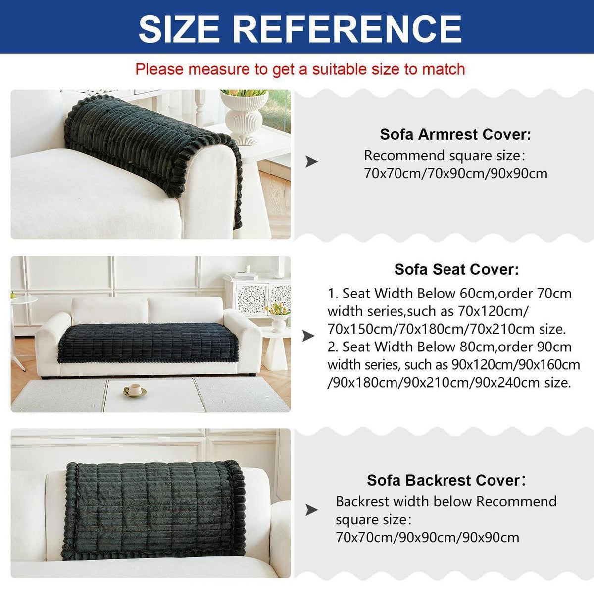 Dicker Sofaüberzug Schwarz 90x210cm - Rutschfest & Komfortabel
