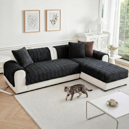 Dicker Sofaüberzug Schwarz 90x210cm - Rutschfest & Komfortabel