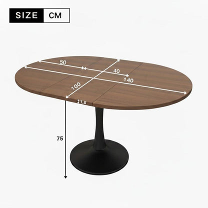 Runder Esstisch Ausziehbar 100/140 cm – Küchentisch Holz Schwarz