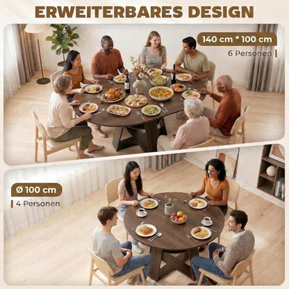 Ausziehbarer Esstisch Holz 100-140cm – Esszimmer Tisch für 2-8 Personen