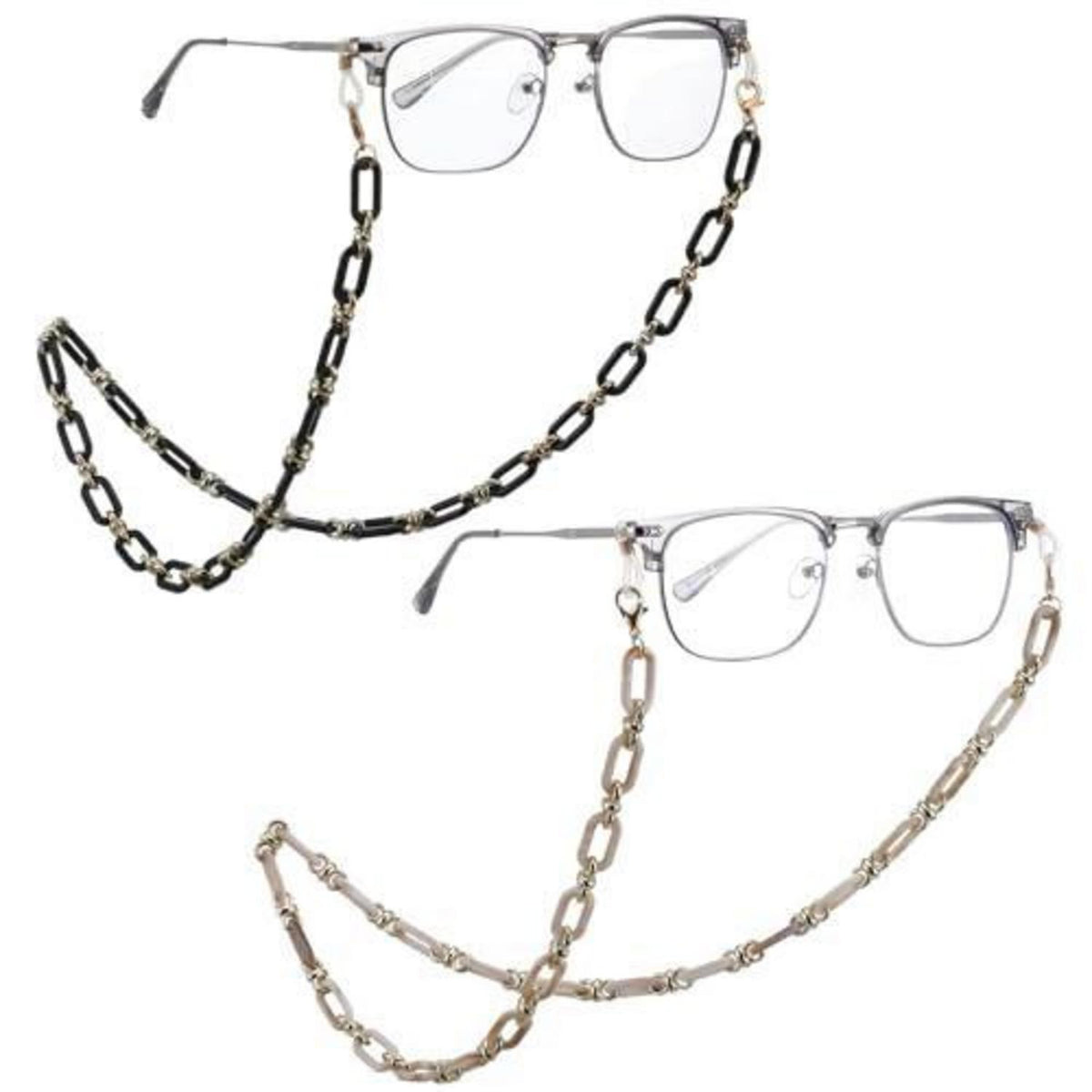 2x Acryl Brillenkette – Retro Sonnenbrillenband & Maskenhalter