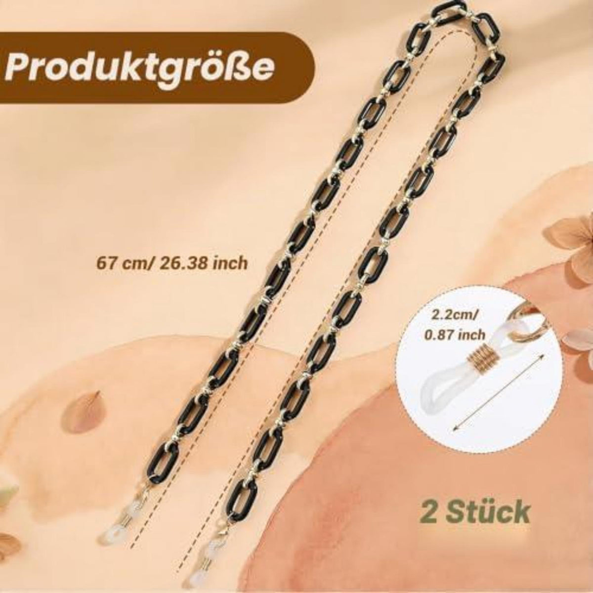 2x Acryl Brillenkette – Retro Sonnenbrillenband & Maskenhalter