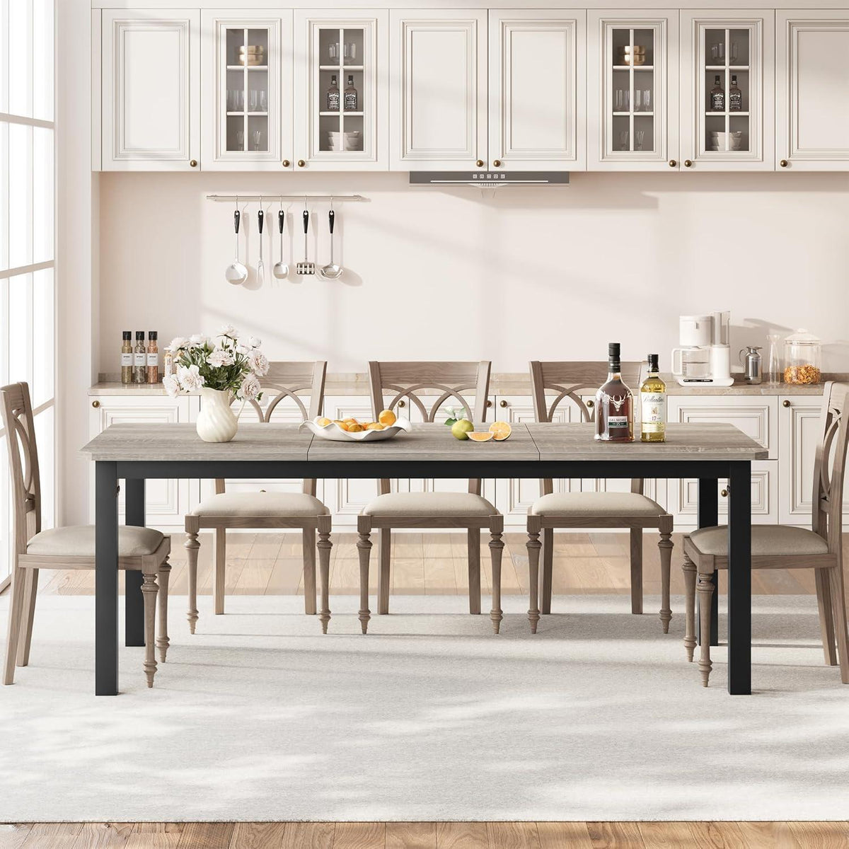 Esstisch Holz 200x90cm Rechteckig Grau – Küchentisch für 6-8 Personen