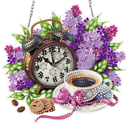 Blumen Kaffee Diamantmalerei Anhänger – DIY Fensterbild für Erwachsene