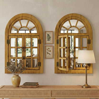 Klappbarer Fenster Spiegel mit Holzrahmen 60x90 cm