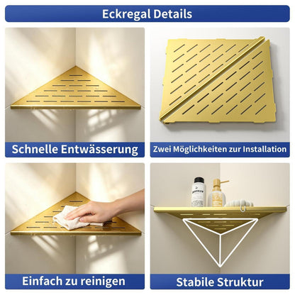 Eck Duschregal Golden, 2er-Set – Edelstahl, Platzsparend