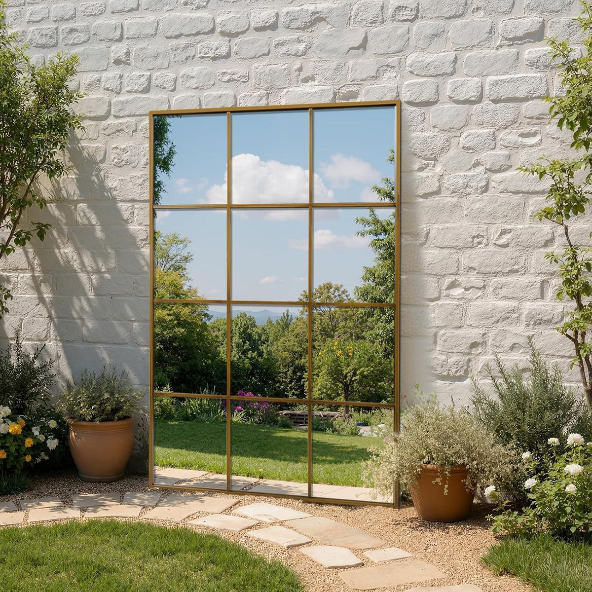 Garten-Außenspiegel 120x75cm mit Aluminiumrahmen Bronze