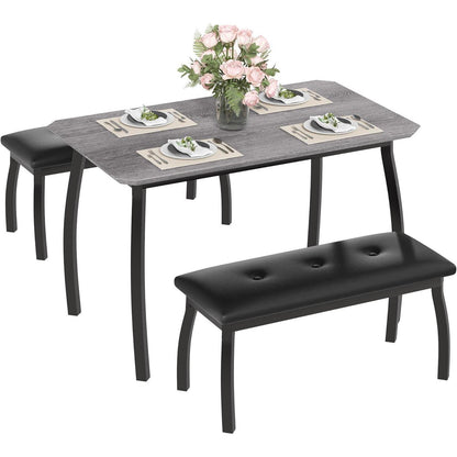Esszimmer Set Grau – Küchentisch mit 2 Bänken (110x70x76 cm)