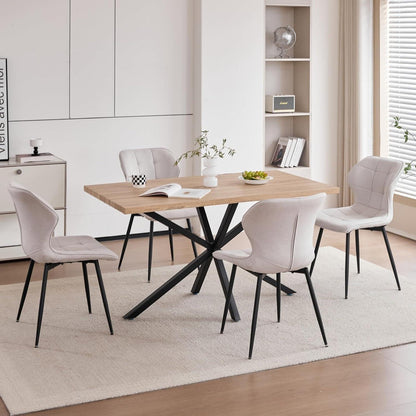 Modernes Esszimmer-Set mit Tisch (140x80cm) & 4 weißen Stühlen