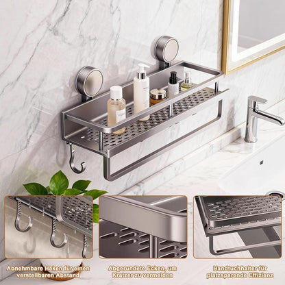Duschablage ohne Bohren | Saugnapf Duschregal mit Haken