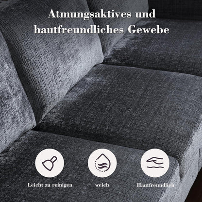 Ecksofa mit Schlaffunktion, 4-Sitzer, Schwarz
