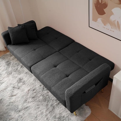 Schlafsofa mit verstellbarer Rückenlehne & goldenen Beinen (Grau)