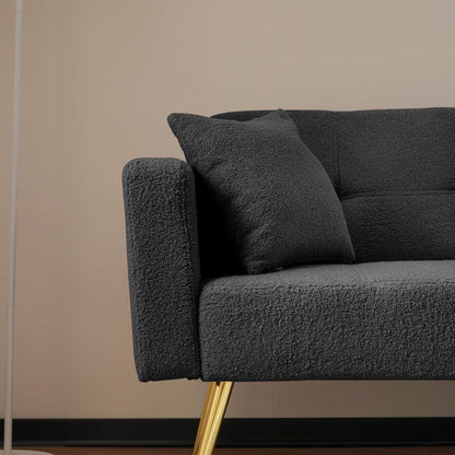 Schlafsofa mit verstellbarer Rückenlehne & goldenen Beinen (Grau)