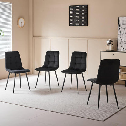 Moderner Esszimmerstuhl Set 4er – Samt & Cord, Schwarz + Hellgrau