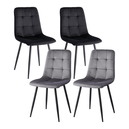 Moderner Esszimmerstuhl Set 4er-Pack, Samt & Schwarz