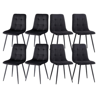 8 Esszimmerstühle Modern, Samt & Cord, Schwarz
