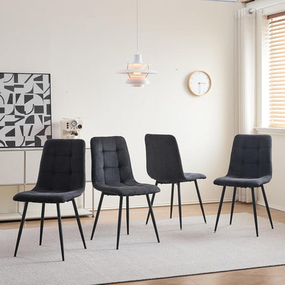 8 Esszimmerstühle Modern, Samt & Cord, Schwarz