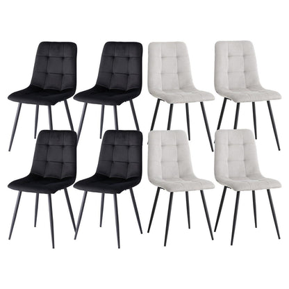 8 Esszimmerstühle Modern, Samt & Cord, Schwarz + Hellgrau