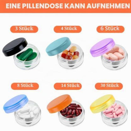 Kleine Pillendose 6er Set - Tragbare Tablettenbox für Unterwegs