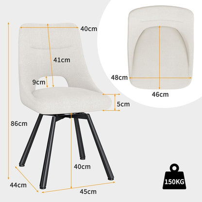 Drehbarer Esszimmerstuhl Set 4er – Beige, Modern & Komfortabel