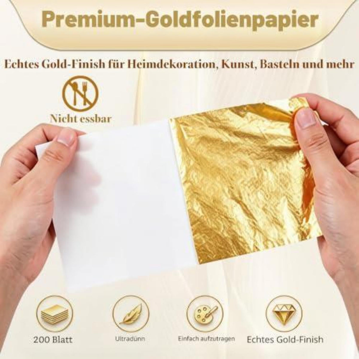 200 Blatt Blattgold Imitation – Goldfolie zum Basteln & Dekorieren