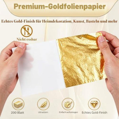 200 Blatt Blattgold Imitation – Goldfolie zum Basteln & Dekorieren