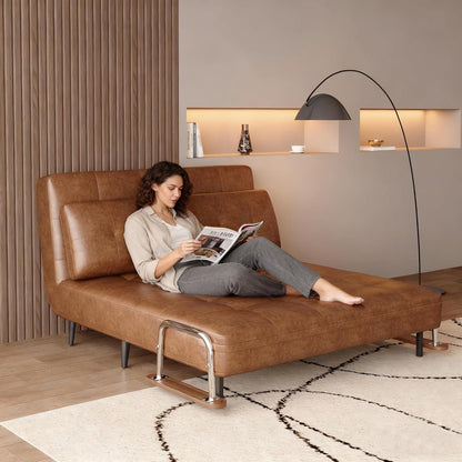3-in-1 Schlafsofa aus Kunstleder – Retro 2-Sitzer (150cm)
