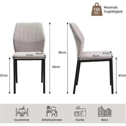 Esszimmerstühle 6er Set – Beige Polsterstühle für Küche & Wohnzimmer