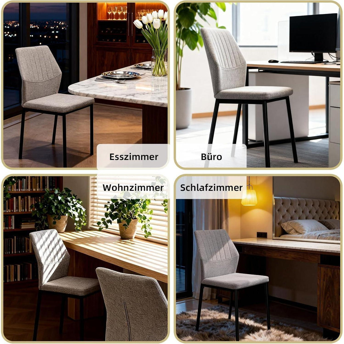 Esszimmerstühle 6er Set – Beige Polsterstühle für Küche & Wohnzimmer