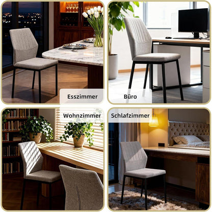 Esszimmerstühle 6er Set – Beige Polsterstühle für Küche & Wohnzimmer