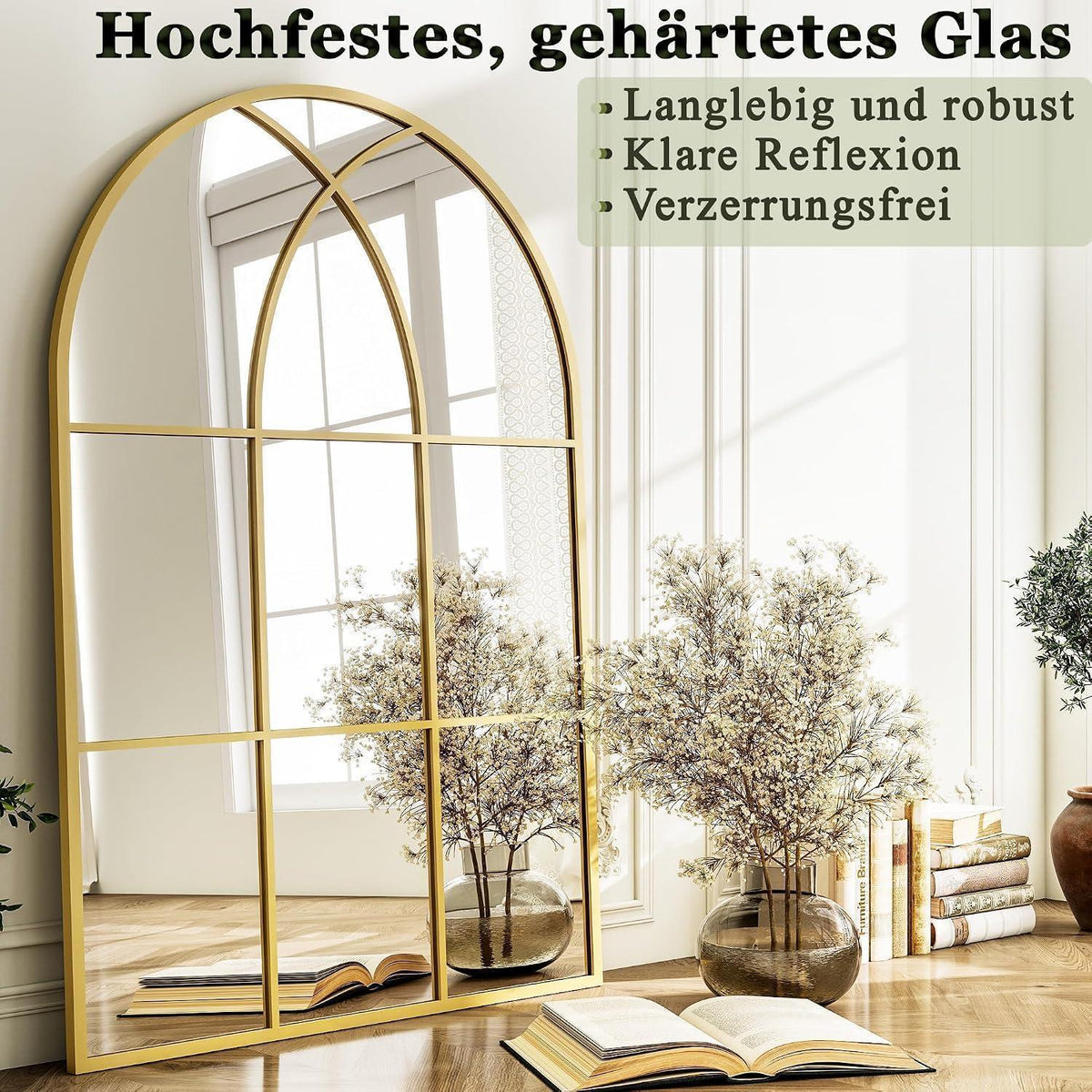 Wandspiegel Fischgrät Gold 60x90 cm – Dekorative Spiegel für Zuhause