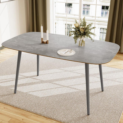 Moderner Esstisch für 4-6 Personen | 120cm Graues Holz mit Metallbeinen