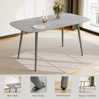 Moderner Esstisch für 4-6 Personen | 120cm Graues Holz mit Metallbeinen