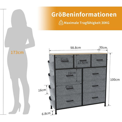 Kommode mit 9 Schubladen – Moderner Stoffschubladenschrank
