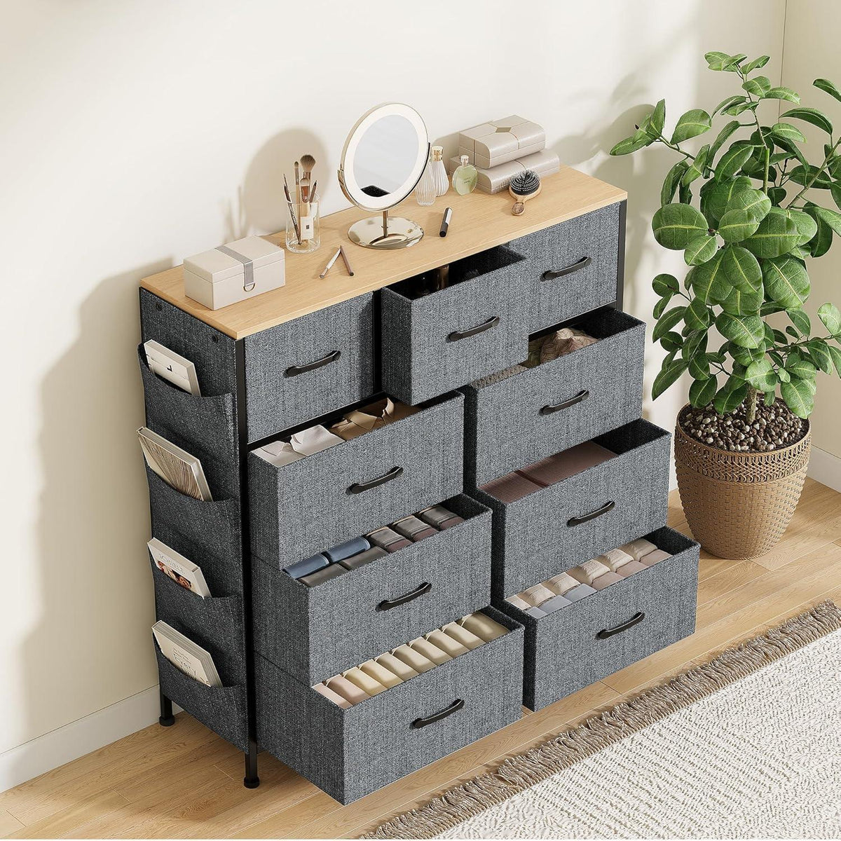 Kommode mit 9 Schubladen – Moderner Stoffschubladenschrank