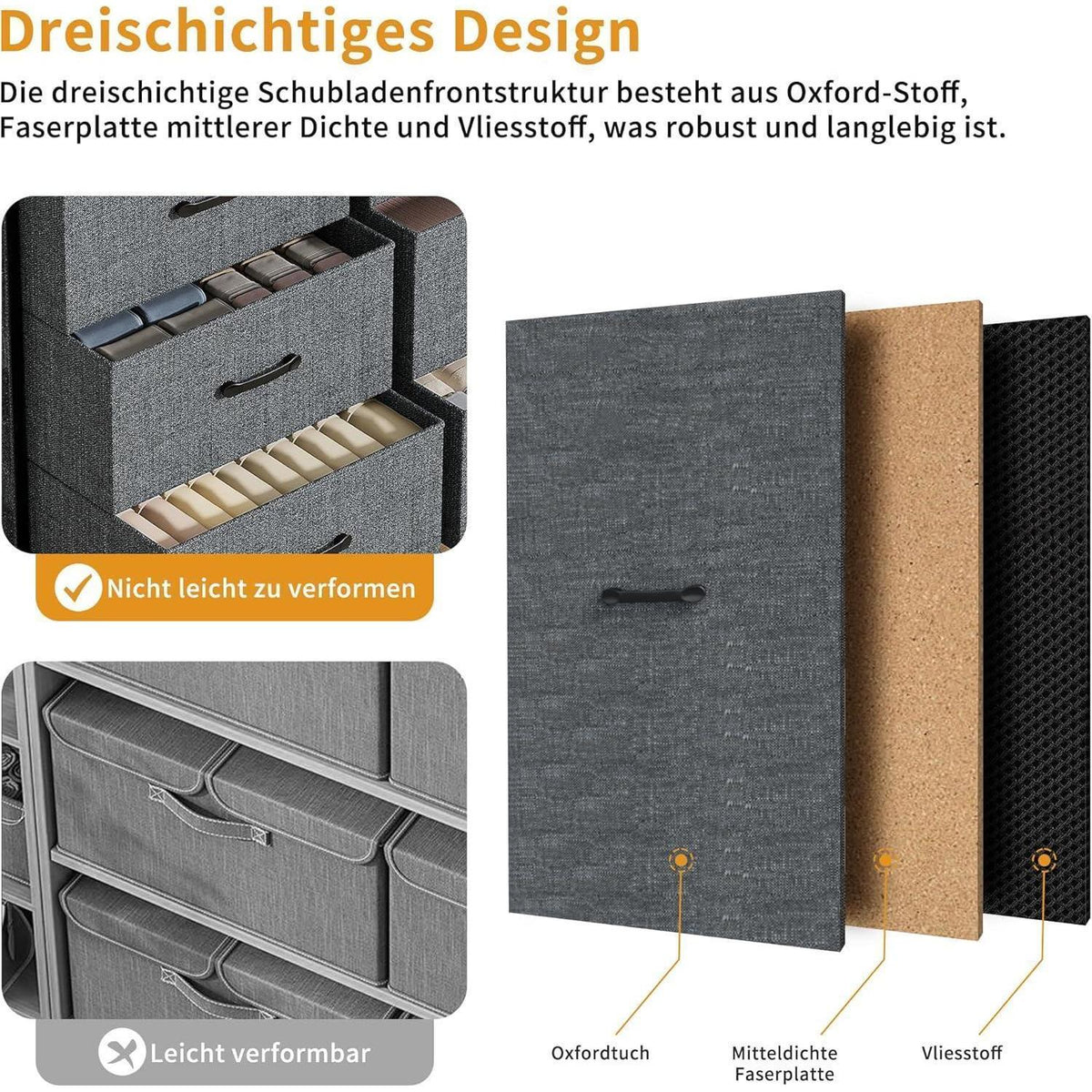 Kommode mit 9 Schubladen – Moderner Stoffschubladenschrank