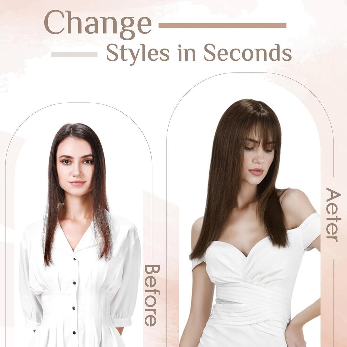 Clip-in Pony Echthaar 360° Abdeckung Dunkelbraun #2