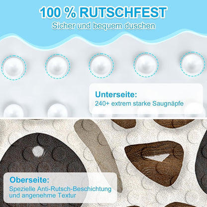 Rutschfeste Duschmatte Eckig 55x55cm – Braun mit Saugnäpfen