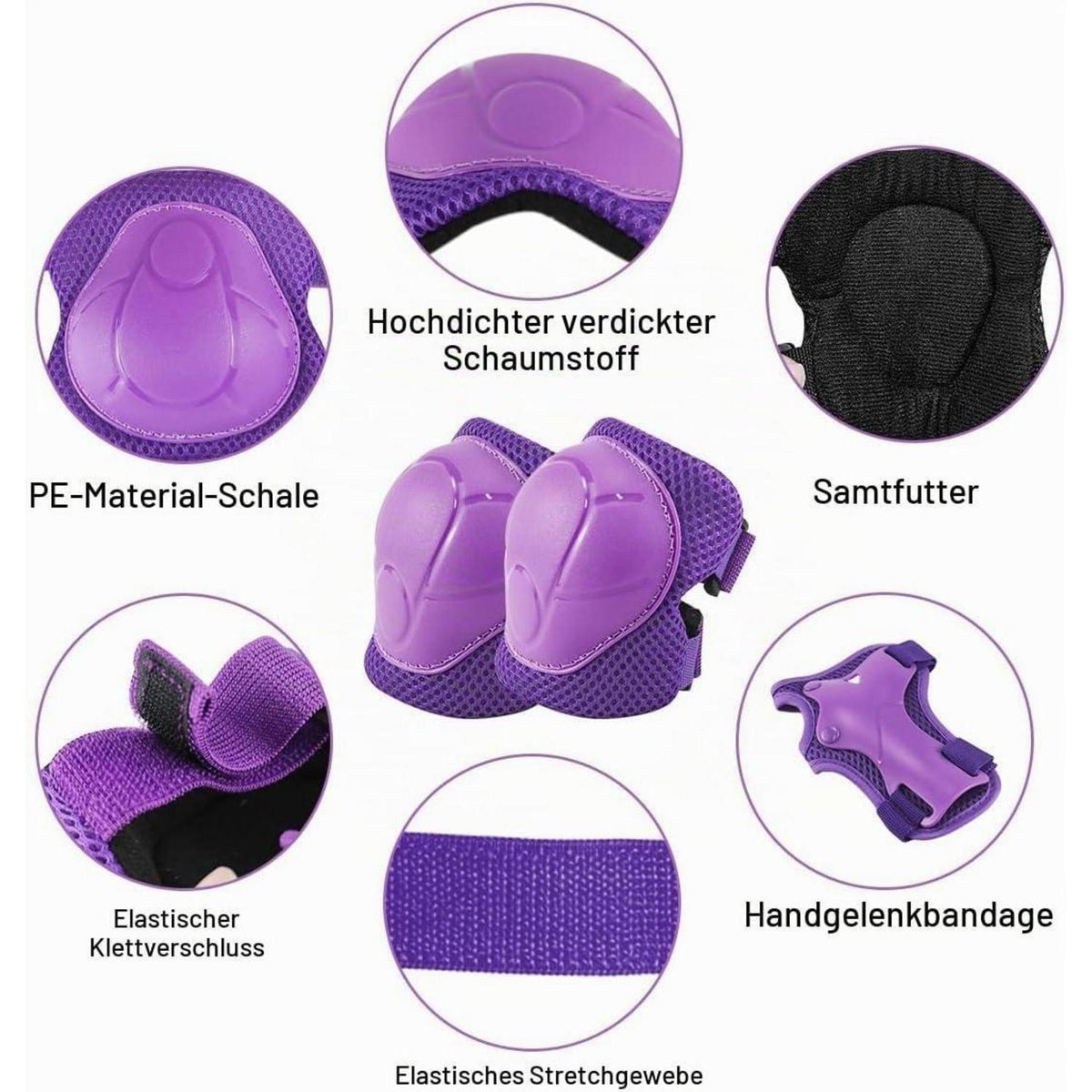 Kinder Schoner Set 6in1 – Knieschützer, Ellenbogen & Handgelenk
