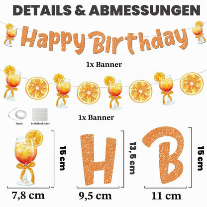 Aperol Geburtstag Girlande – Orange Cocktail Banner Partydeko