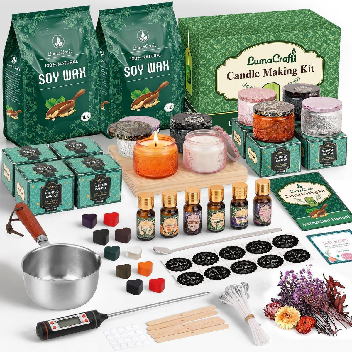 Sojakerzen Set DIY – Komplettes Bastelset für Erwachsene mit Düften & Gläsern