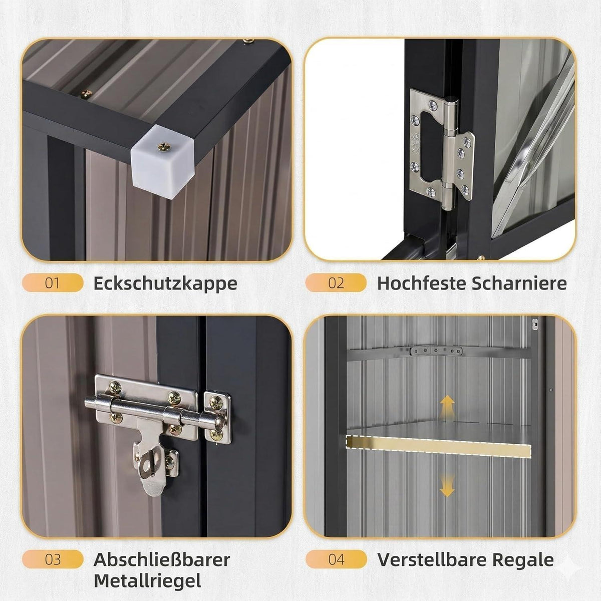 Kompaktes Gerätehaus mit 2 Regalböden – Braun 3x2 ft