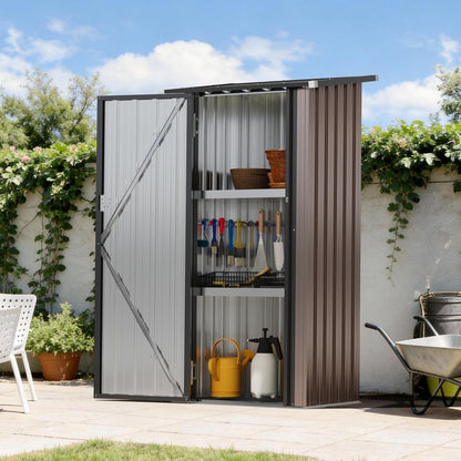 Kompaktes Gerätehaus mit 2 Regalböden – Braun 3x2 ft