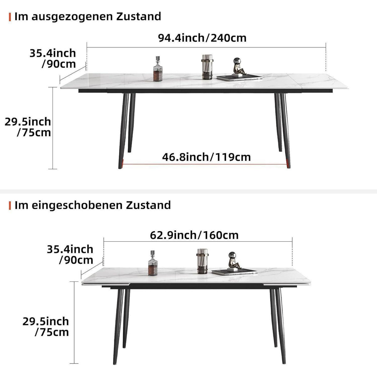 Essgruppe modern, ausziehbar (240cm) mit 8 Stühlen